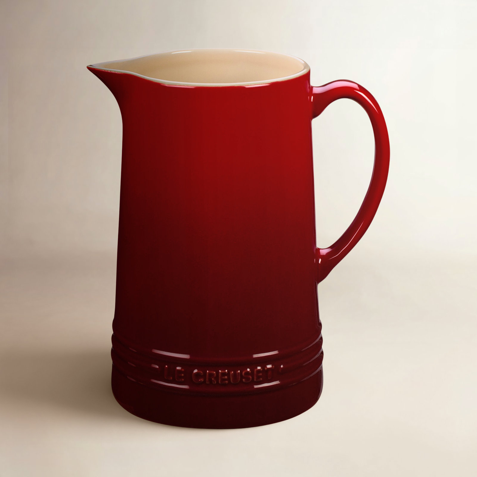 Stoneware Pitcher, Cerise