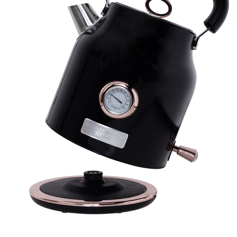 Charles Bentley Kettle & Toaster Set, Black/Rose Gold