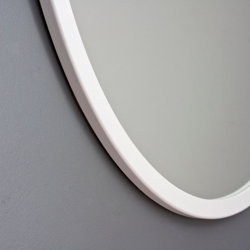 Tabatha Wood Round Mirror, 40cm H x 40cm W, White
