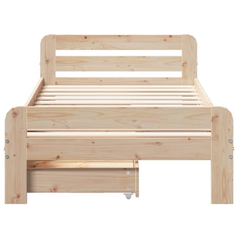 Solid Wood Storage Bed, Brown, European Single (90 x 200 cm)