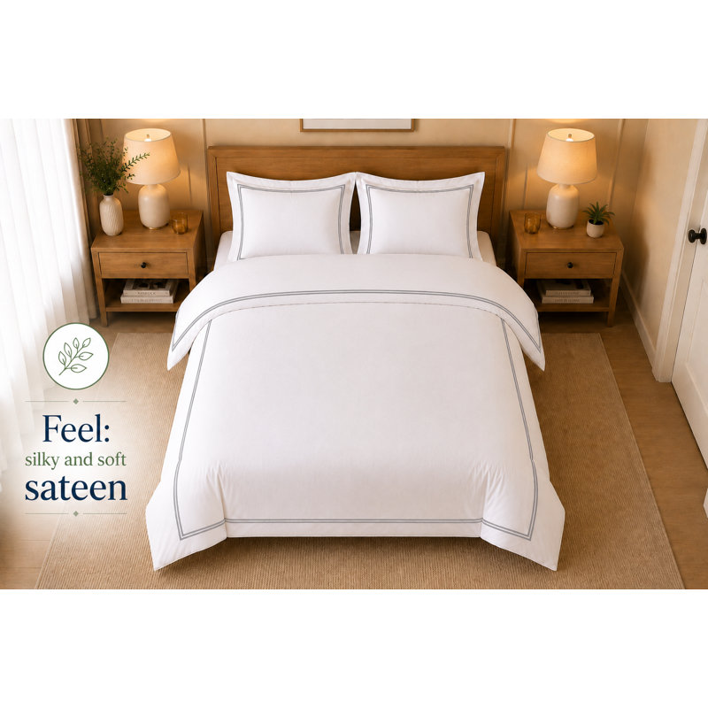 Bedding, White & Grey, Super King Bed (260 x 220 cm)