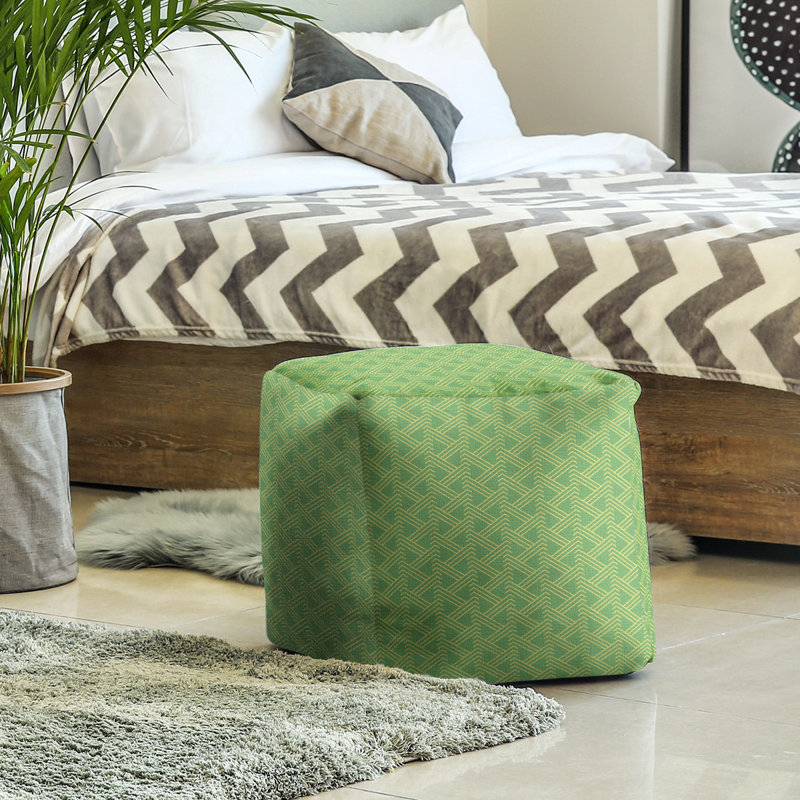 Repose-pieds cube à motif zag full color zig, Vert / Jaune