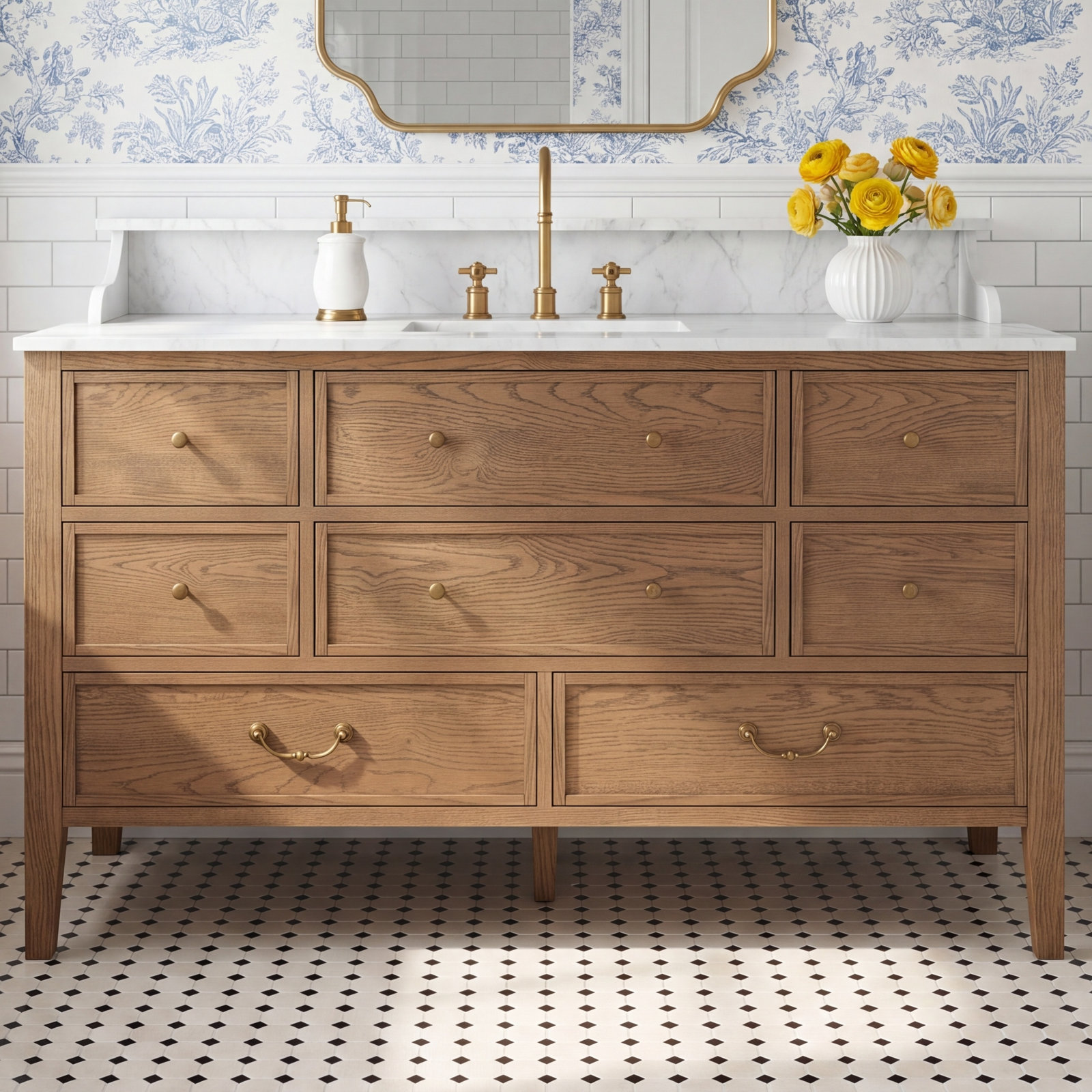 Elliston Single Wide Vanity-Carrara Marble