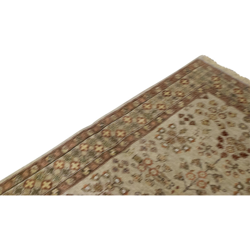 Tapis crème et beige noué à la main de haute qualité
