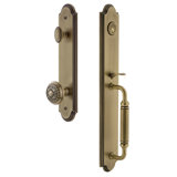 Arc Handleset with Single Cylinder Deadbolt and Windsor Door Knob and Rosette