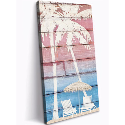 «Serene Beach», art mural sur toile de bord de mer, peinture verticale vue sur la mer, grande plage côtière, reproduction d'art sur toile prête à être accrochée avec un crochet 16 x 32 po