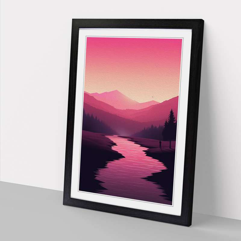 Stream Minimalism - Framed Print, Black, 46" H x 34" W x 2" D