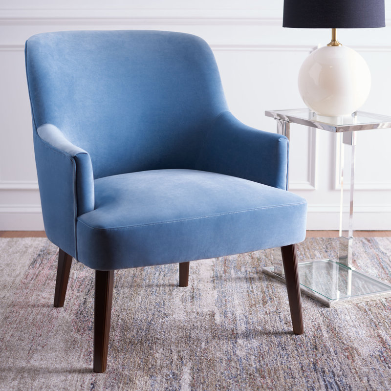Lorenzana Velvet Armchair, Light Blue Polyester