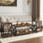 17 Stories Living Room Coffee Table Set of 3, Industrial Triangular-Design Coffee Table and 2 End Side Tables, 3 Piece Living Room Table Set with Large Storage for Apartment Home (Brown Wood)