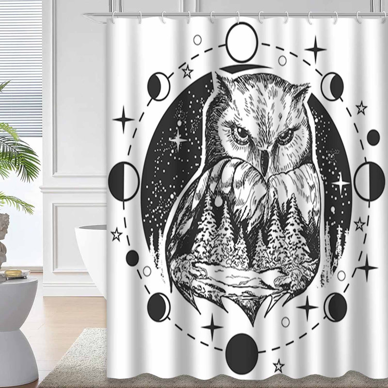Rideau de douche avec 12 crochets Owl Bird, L 72 po x l 72 po