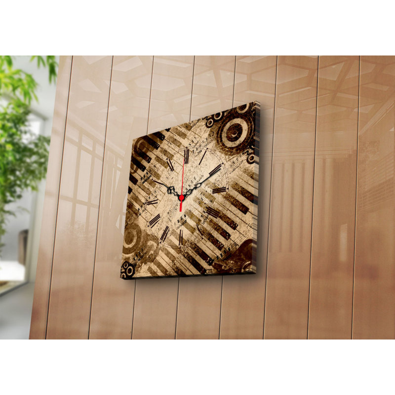 Horloge murale élégante en toile 11 po x 11 po | 100% toile de suède, cadre 100% bois (épaisseur: 1,2 po) | Parfait pour la décoration intérieure, le salon, le bureau, le style intemporel et la fonctionnalité
