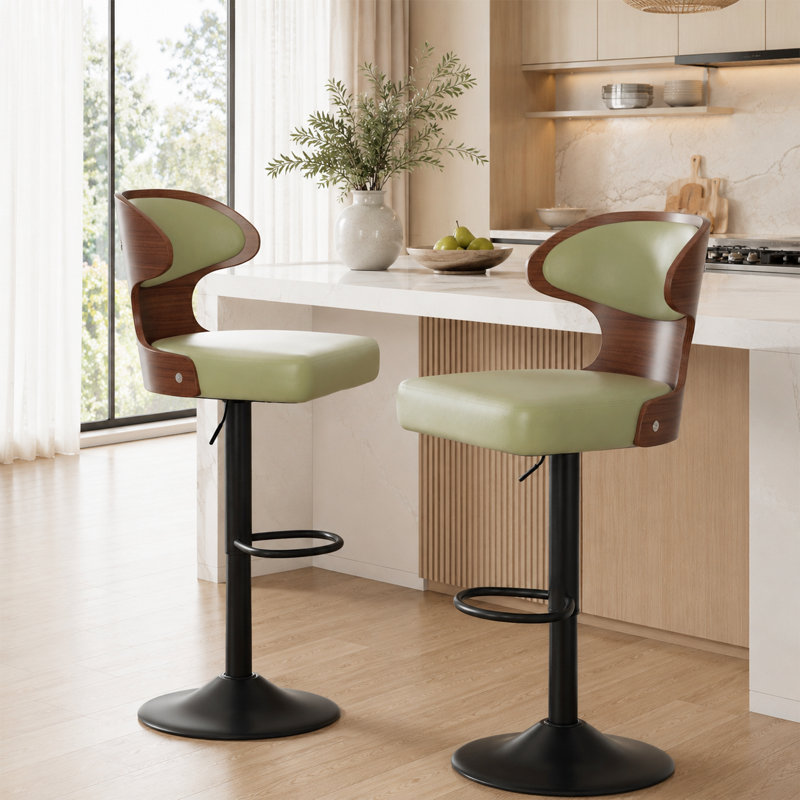 Tabouret tournant à hauteur réglable Bentwood, Vert