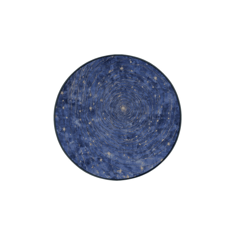 Tapis gris soyeux et moelleux, Rond 3 pi