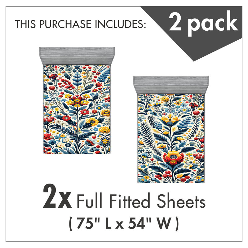 Microfiber Art Floral Fitted Sheet, Full Fitted Sheet