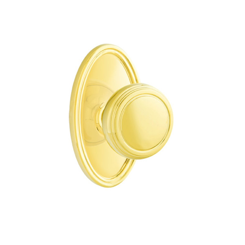 Passage Norwich Knob with Oval Rose, Polished Brass