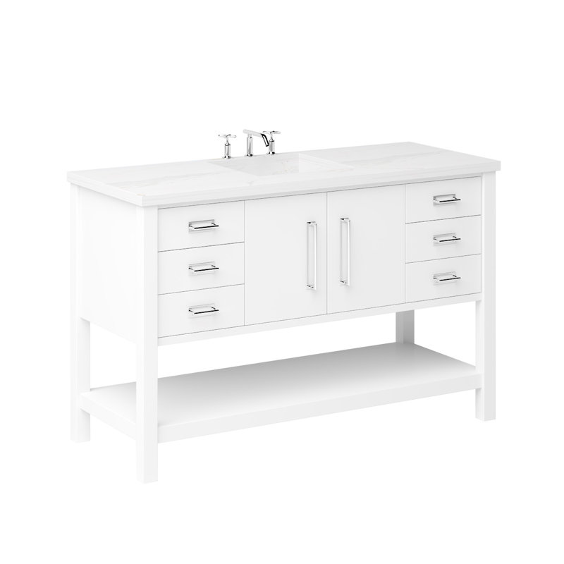 Kiawah Single Extra Wide Bath Vanity, Pure White, Polished Chrome, 48"