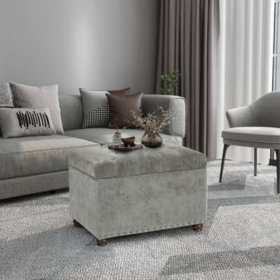 Devault 24" Wide Fabric Tufted Rectangle Storage Ottoman