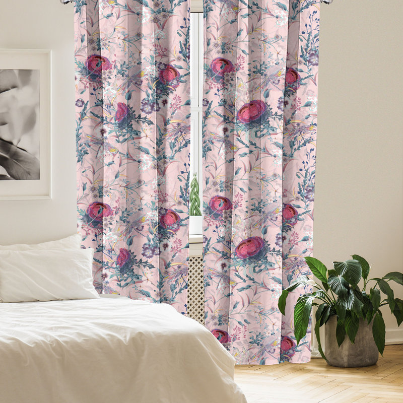 Edisa Semi Sheer Curtain Pair, 28" W x 63" L