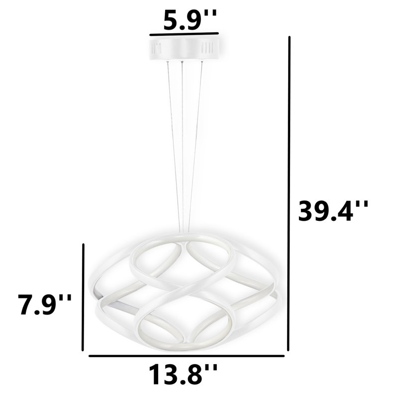 Lustre géométrique moderne à DEL - finition noir / blanc, Blanc, 4000 Kelvins