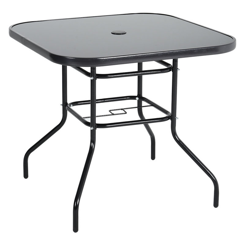 Hebbville Square Metal Outdoor Bistro Table With Umbrella Hole , 80cm cm W 80cm cm D