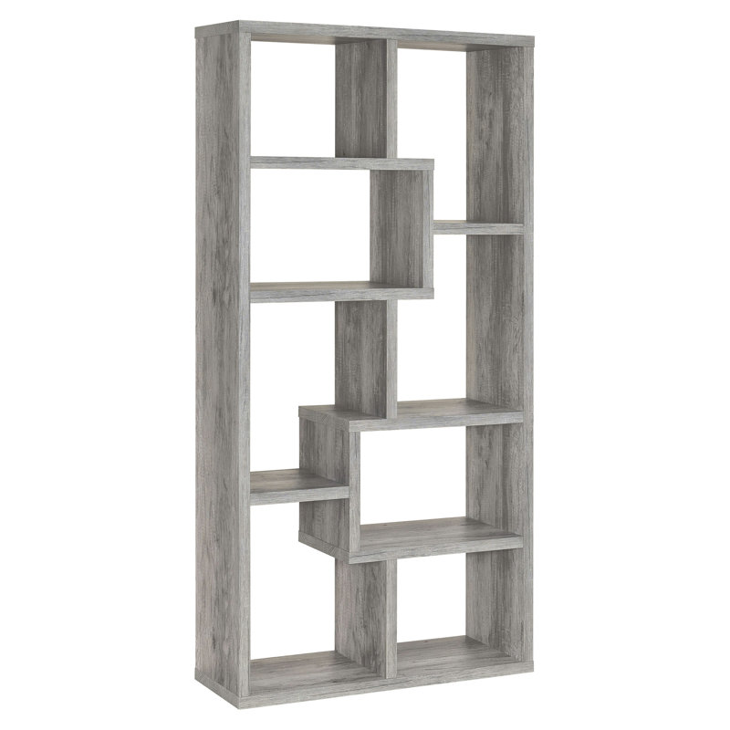 Bibliothèque Lawton Grey Driftwood, Bois flotté, (7 tablettes) H 70,75 po x l 35 po x P 11,75 po