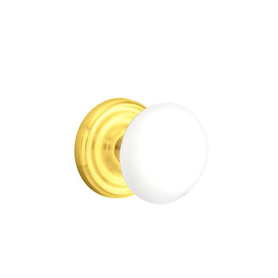 Emtek Privacy Knobset w/ Regular Rosette and Ice White Porcelain Knob