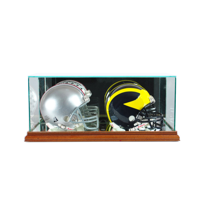 Double vitrine pour mini casque de football, Noyer