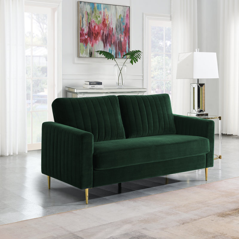 Manistee 2 Seater Velvet Sofa, Green
