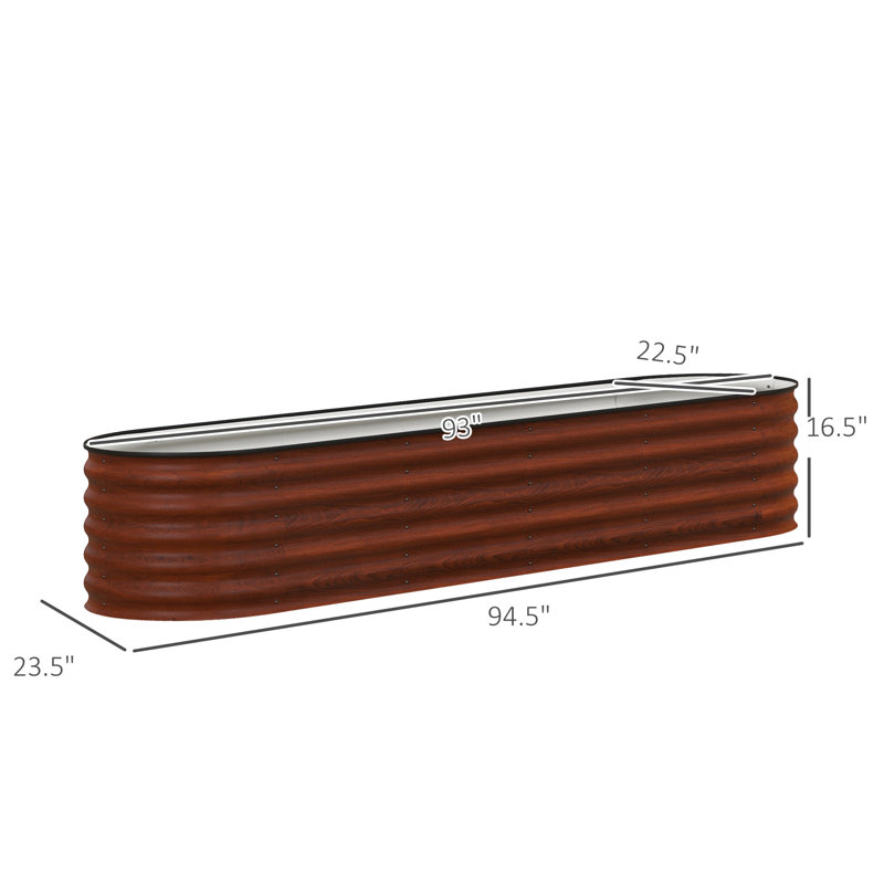 5 x 2.5 x 2 ft Galvanized Raised Garden Bed, Easy DIY, Brown, Brown, 22" H x 63" W x 31.5" D