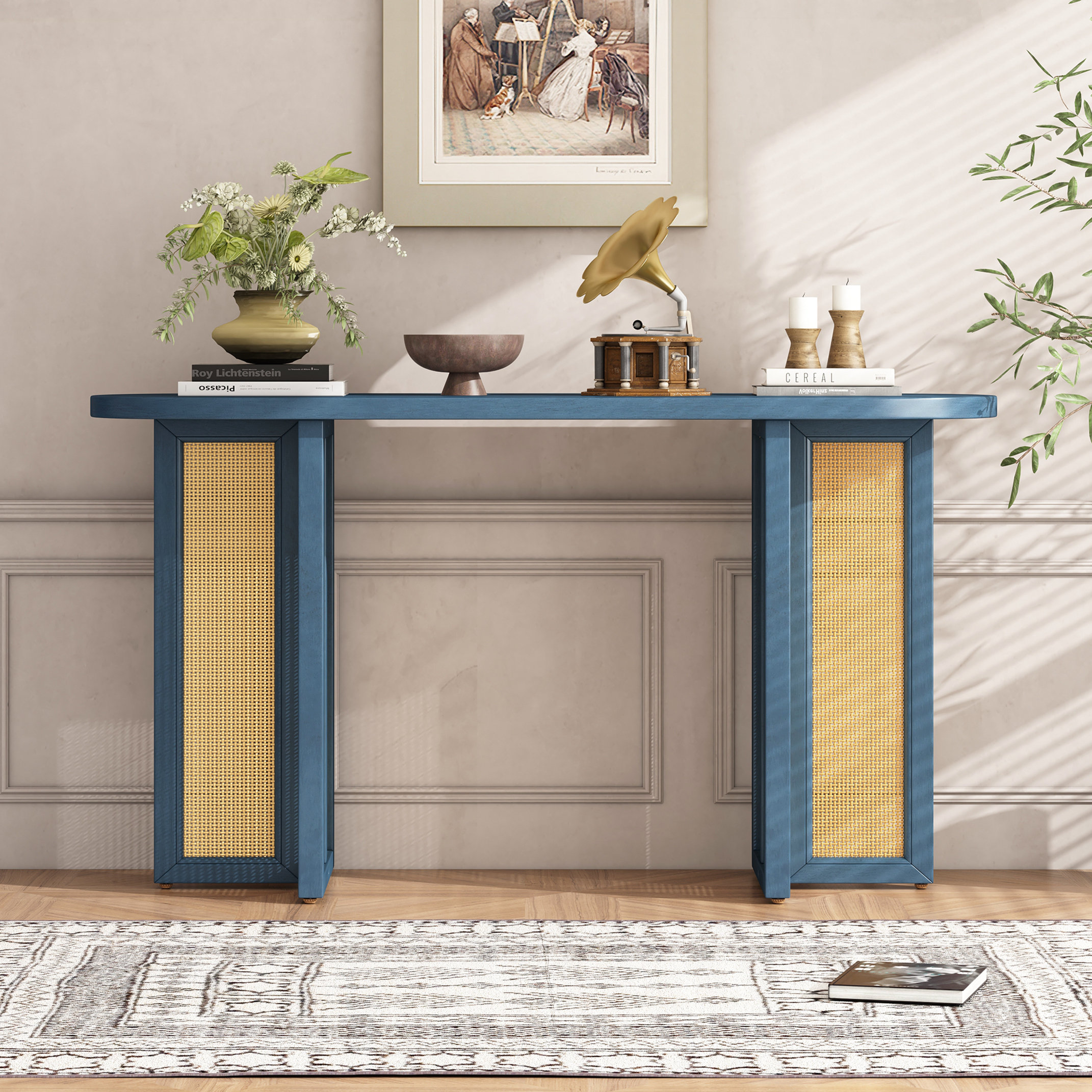 George Oliver Rattan Console Table Entryway Table - Wayfair Canada