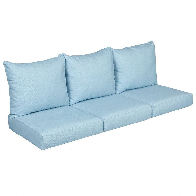 Sunbrella Outdoor Solid Deep Seating Sofa Pillow and Cushion Set, 25 in W x 25 in D x 5 in H, Sunbrella - Canvas Air Blue