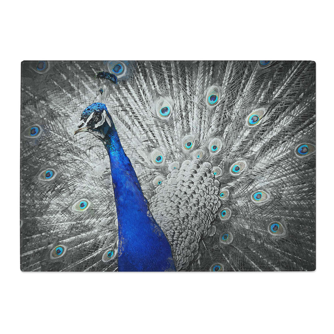 Tempered Glass Peacock with Its Feathers Spread Chopping Board