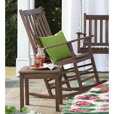 Fauteuil à bascule en bois d'eucalyptus à lattes pour intérieur/extérieur
