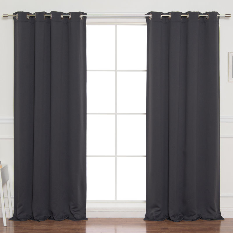 Linhart Solid Fire Retardant Blackout Thermal Grommet Panels (Set of 2) , Dark Gray, 52" W x 96" L