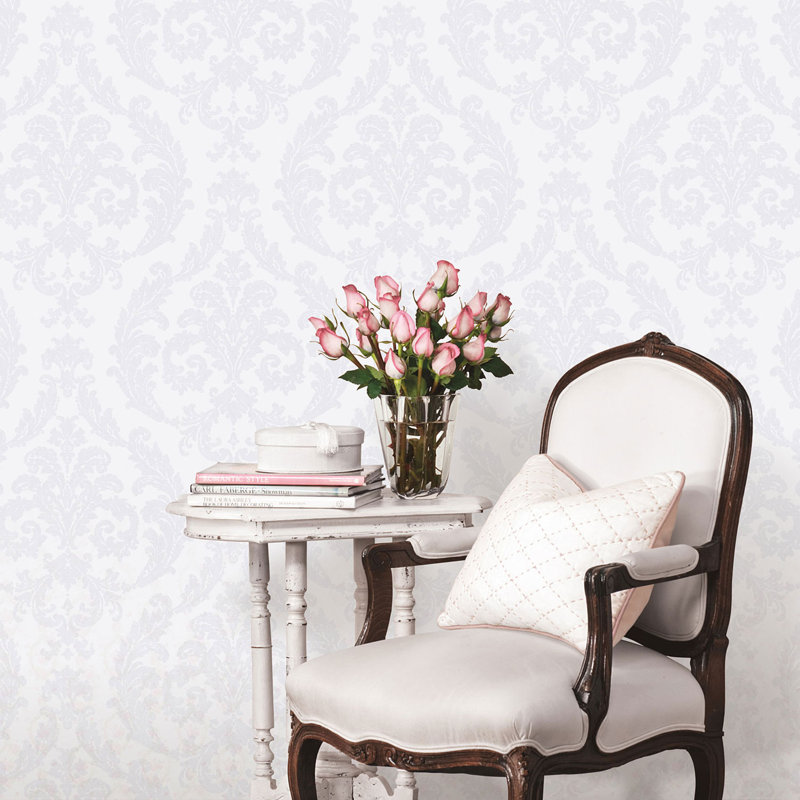 Palazzo 2 Silk Damask Wallpaper Roll, Silver
