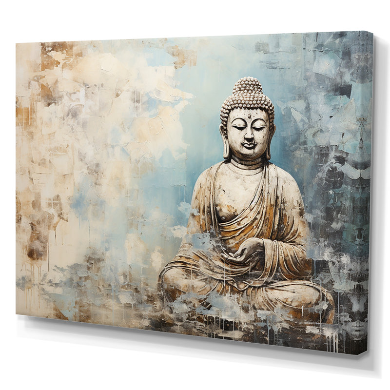 Statue simple bouddhisme - Art mural bouddhisme, H 34 po x l 44 po x P 1,5 po, Toile tendue