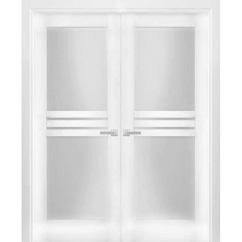 Portes blanches en verre givré Mela, 84 po x 80 po