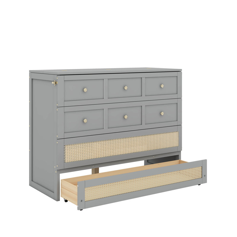 Lit escamotable double avec tiroirs, Gris