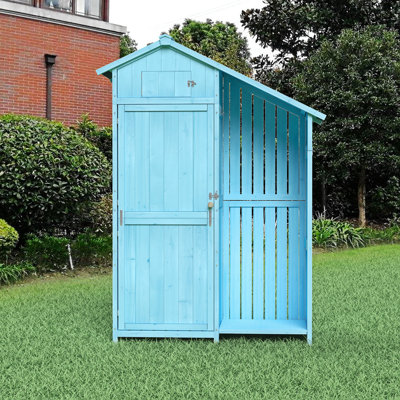 Remise de rangement, remise d'extérieur 46,45 po x 21,25 po x H 70 po, armoire à outils de jardin avec toit en asphalte imperméable, tablettes à plusieurs niveaux, bleu