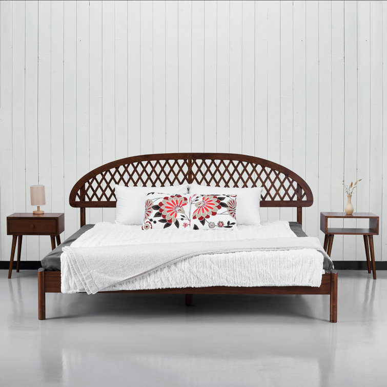 NTC Gem Solid Wood Bed Frame with Headboard and Silent Slats, 1000 Lbs. Capacity Bed Frame