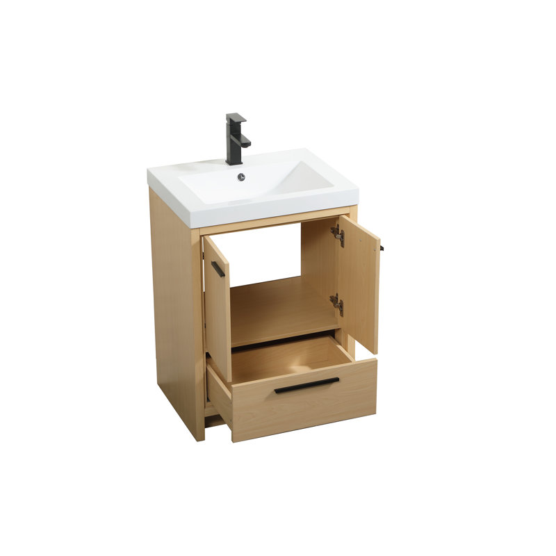 Southmead 24.02'' Single Bathroom Vanity with Resin Top, Maple