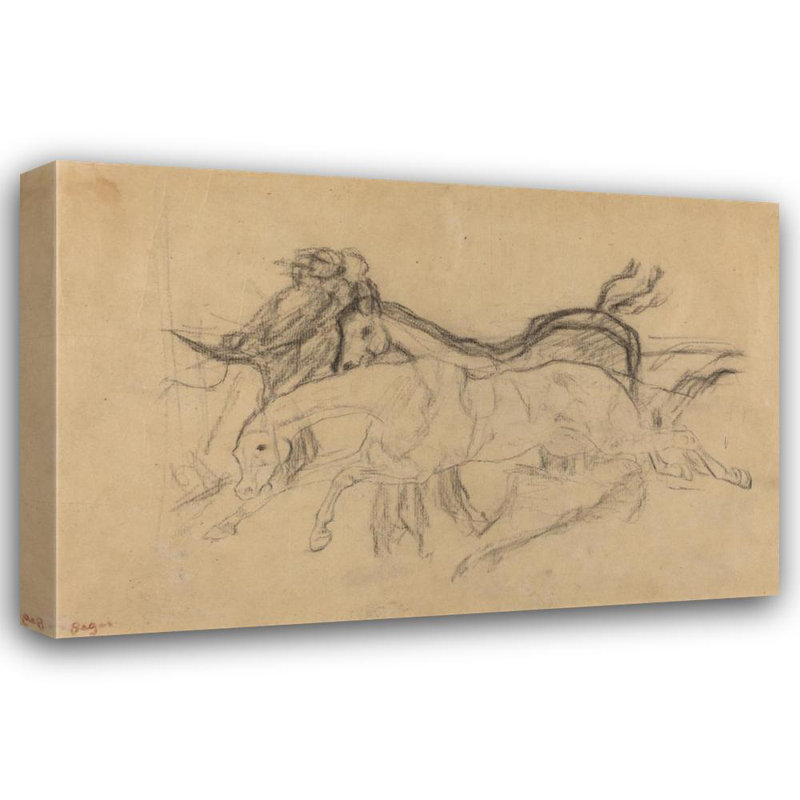 «Racehores» par Edgar Degas - Art mural sur toile tendue avec châssis, H 48 po x l 33 po