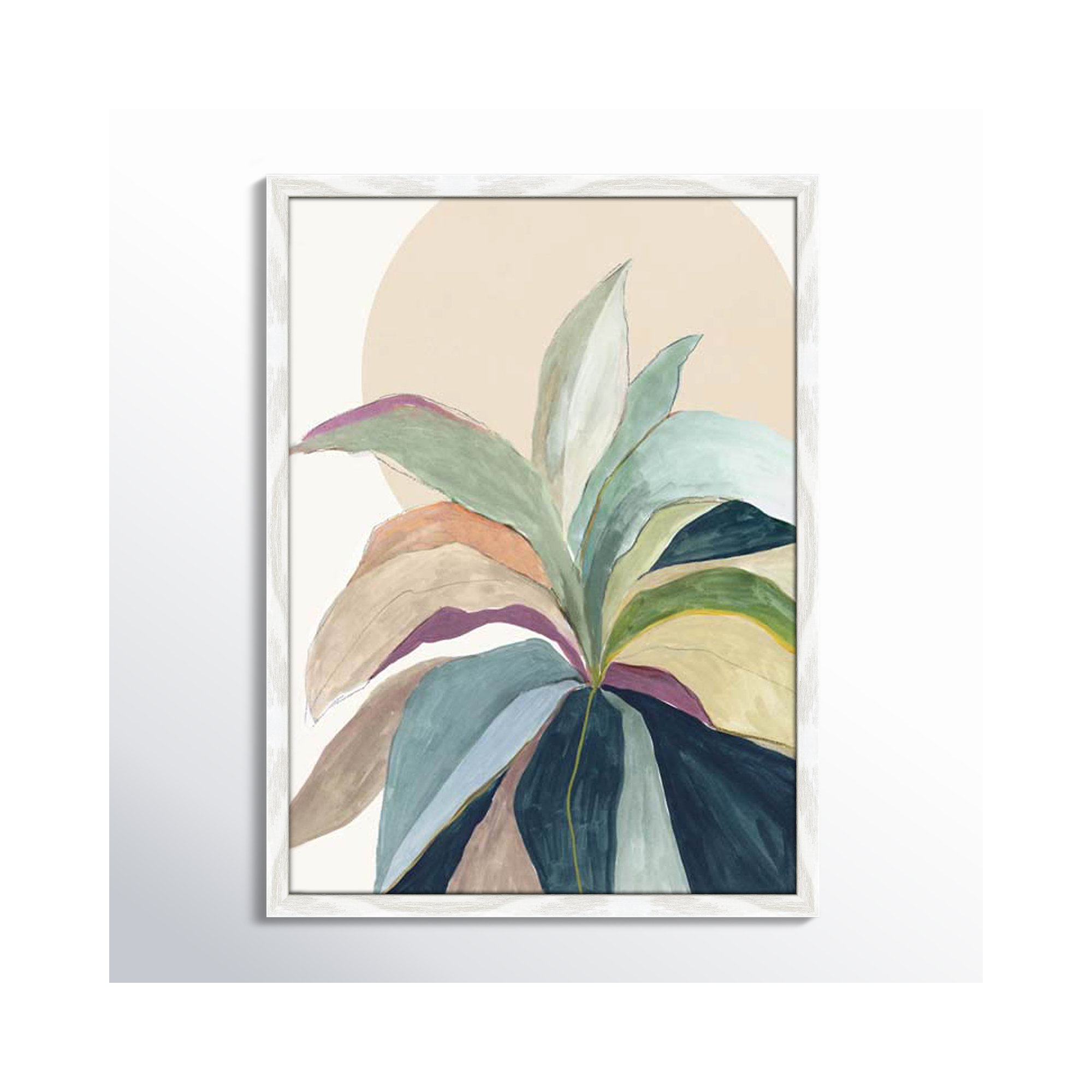 Sunny Bright Leaves II by Asia Jensen, White Slim Unmatted Picture Framed, 23" H x 17" W x 0.75" D