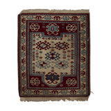 Hand-Knotted High-Quality Ivory and Red Area Rug