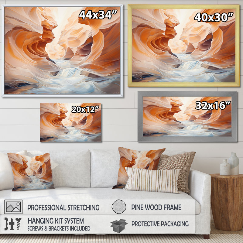 Canyon Antelope, art liquide III sur toile, Cadre flottant noir, H 16 po x l 32 po