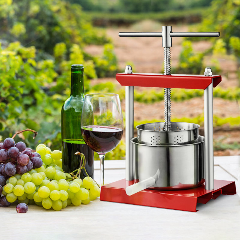 Pressoir à fruits, 0,8 gallon / 3 L, 2 barils en acier inoxydable, machine à jus manuelle