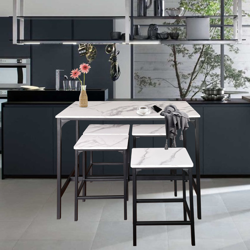 Majic 4 - Person Four Leg Dining Set, Cream, Black