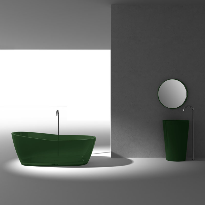 Ember 65.63'' x 32.5'' Soaking Stone Bathtub, Emerald Green