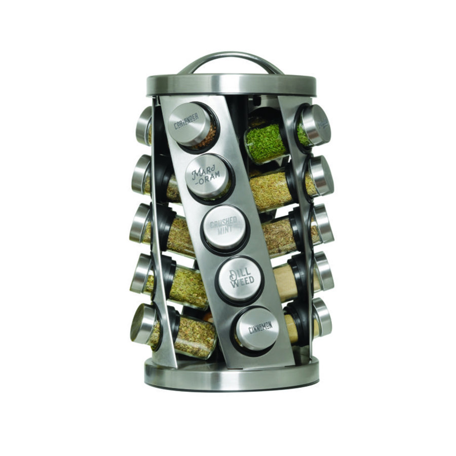 Kamenstein 20 Jar, Revolving, on Counter Top Twist Spice Rack with 20 Jars Filled with Spice