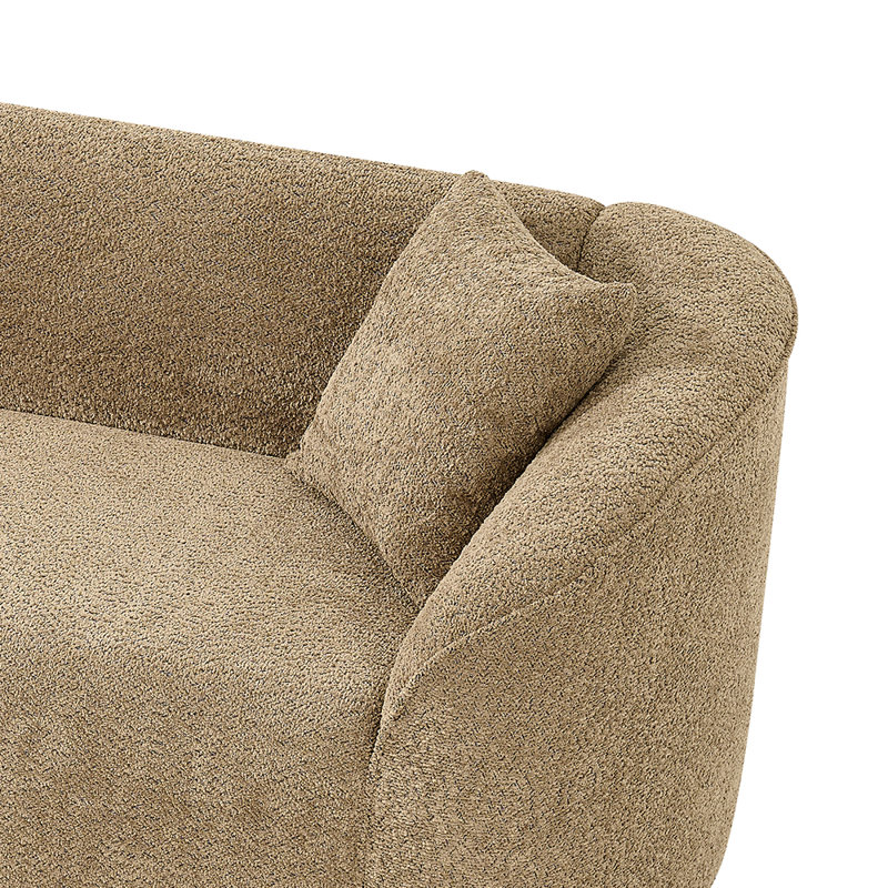 104" Curved L-Shaped Contemporary Sectional Sofa - Plush Bouclé Upholstery, Reversible Layout, Camel Boucle